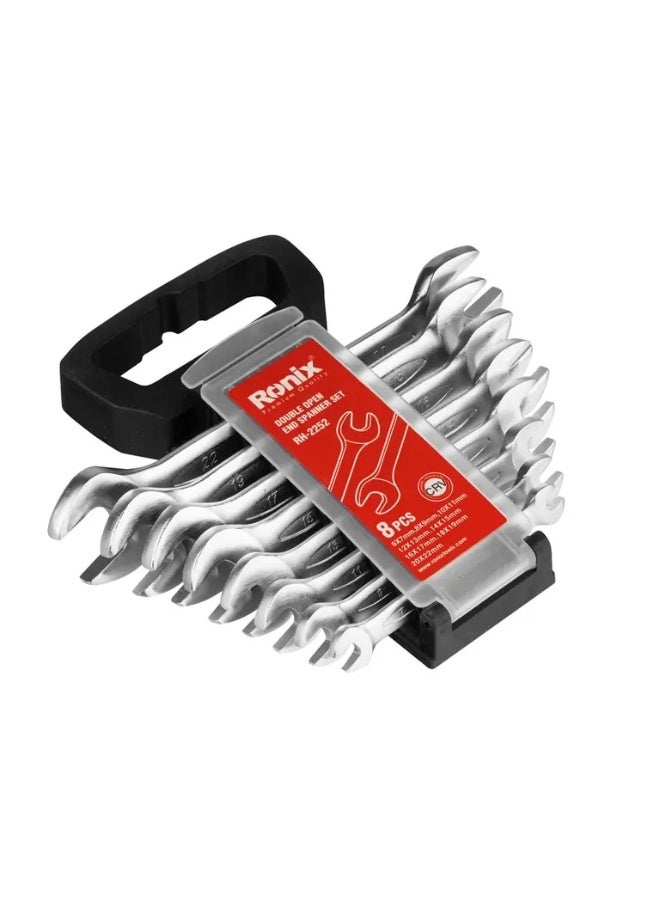 RONIX 8Pcs Double Open End Spanner Set 6x7 to 20x22mm, Cr-V, German Engineering #Ronix RH-2252 - Image 4