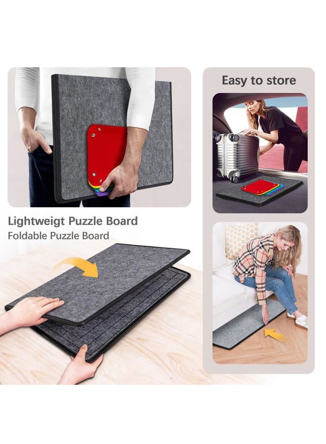 Becko US Jigsaw Puzzle Board with 6 Sorting Trays & Felt Cover, Foldable Puzzle Mat with Auxiliary Lines for Puzzle Storage Saver, Lightweight & Portable, for 1000 750 500 Piece Jigsaws Puzzles - Image 5