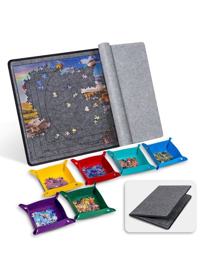 Becko US Jigsaw Puzzle Board with 6 Sorting Trays & Felt Cover, Foldable Puzzle Mat with Auxiliary Lines for Puzzle Storage Saver, Lightweight & Portable, for 1000 750 500 Piece Jigsaws Puzzles - Image 1