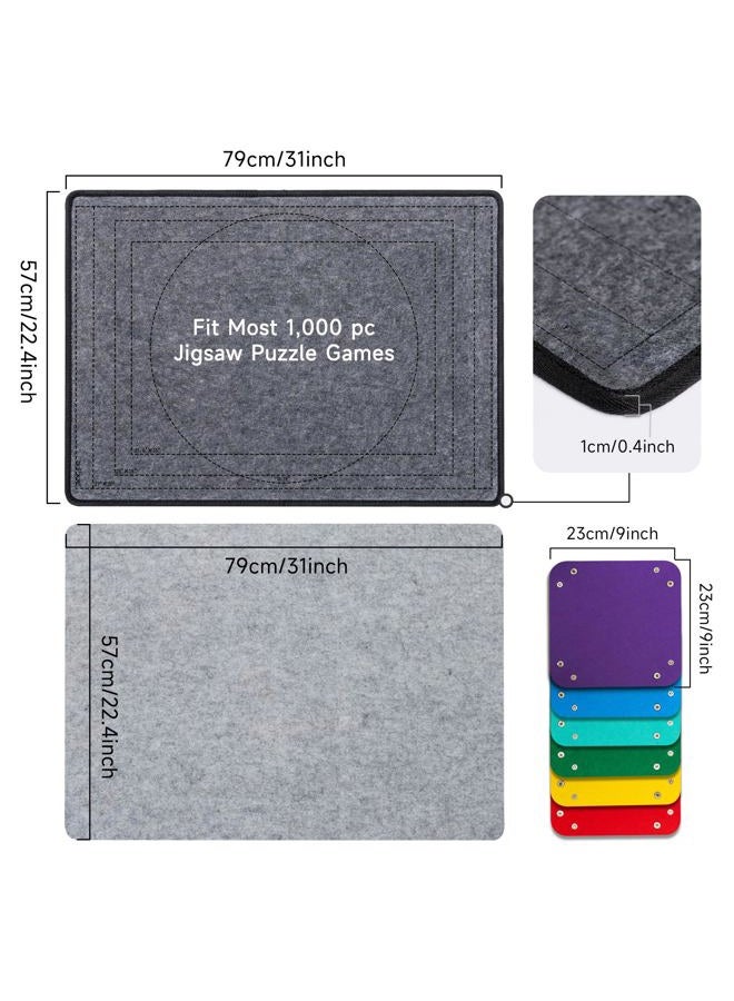 Becko US Jigsaw Puzzle Board with 6 Sorting Trays & Felt Cover, Foldable Puzzle Mat with Auxiliary Lines for Puzzle Storage Saver, Lightweight & Portable, for 1000 750 500 Piece Jigsaws Puzzles - Image 2