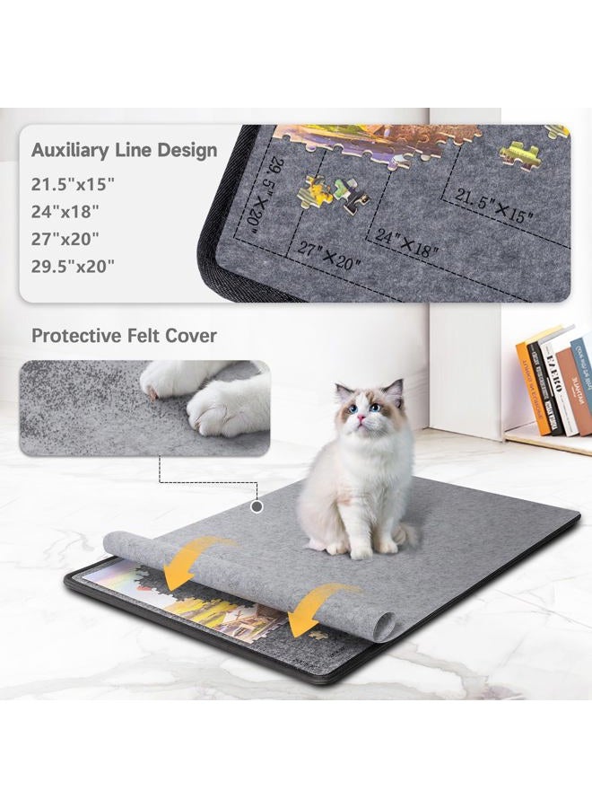 Becko US Jigsaw Puzzle Board with 6 Sorting Trays & Felt Cover, Foldable Puzzle Mat with Auxiliary Lines for Puzzle Storage Saver, Lightweight & Portable, for 1000 750 500 Piece Jigsaws Puzzles - Image 3