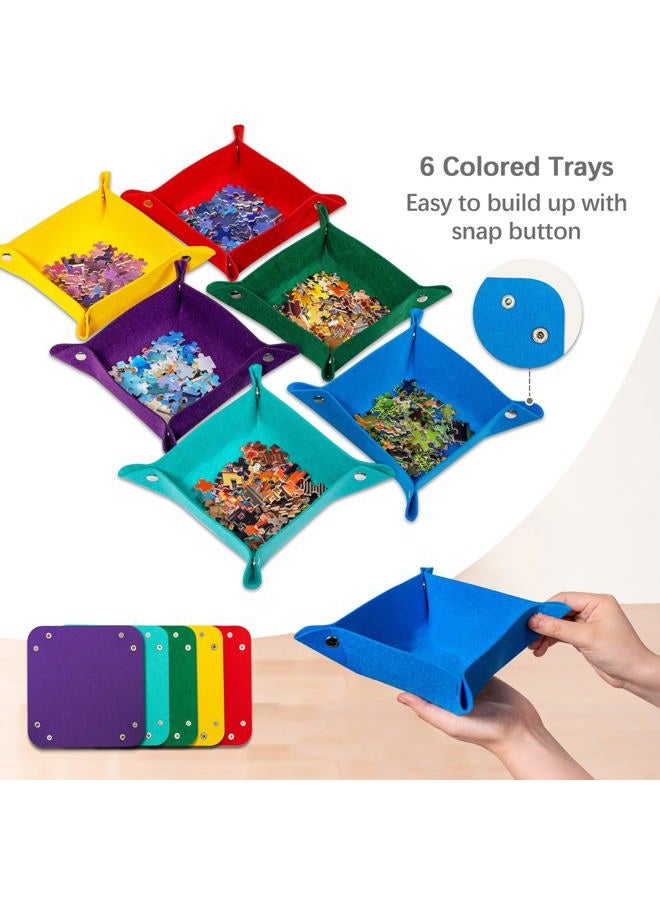 Becko US Jigsaw Puzzle Board with 6 Sorting Trays & Felt Cover, Foldable Puzzle Mat with Auxiliary Lines for Puzzle Storage Saver, Lightweight & Portable, for 1000 750 500 Piece Jigsaws Puzzles - Image 4