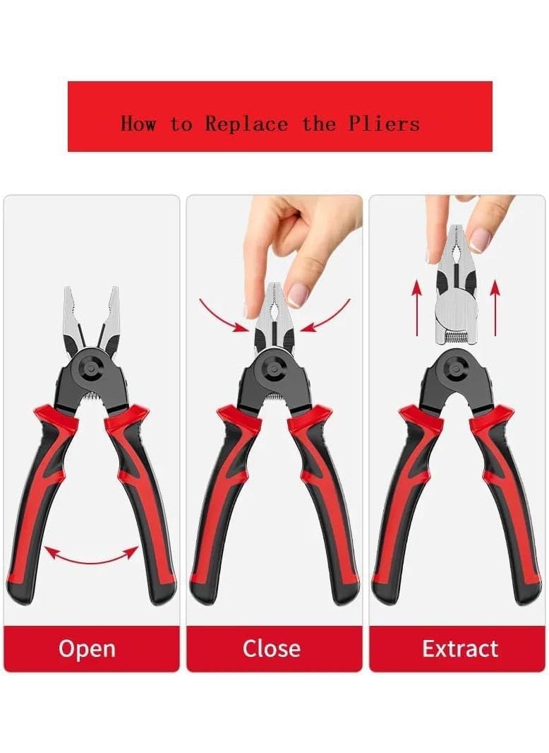KN ENTERPRISE KN 5 In 1 Tools Multifunctional Interchangeable Plier Set Wire Stripper Crimping Tool Cable Cutter Electrician Scissors and Linesman Pliers All In One Kit with Storage Case  - Image 3