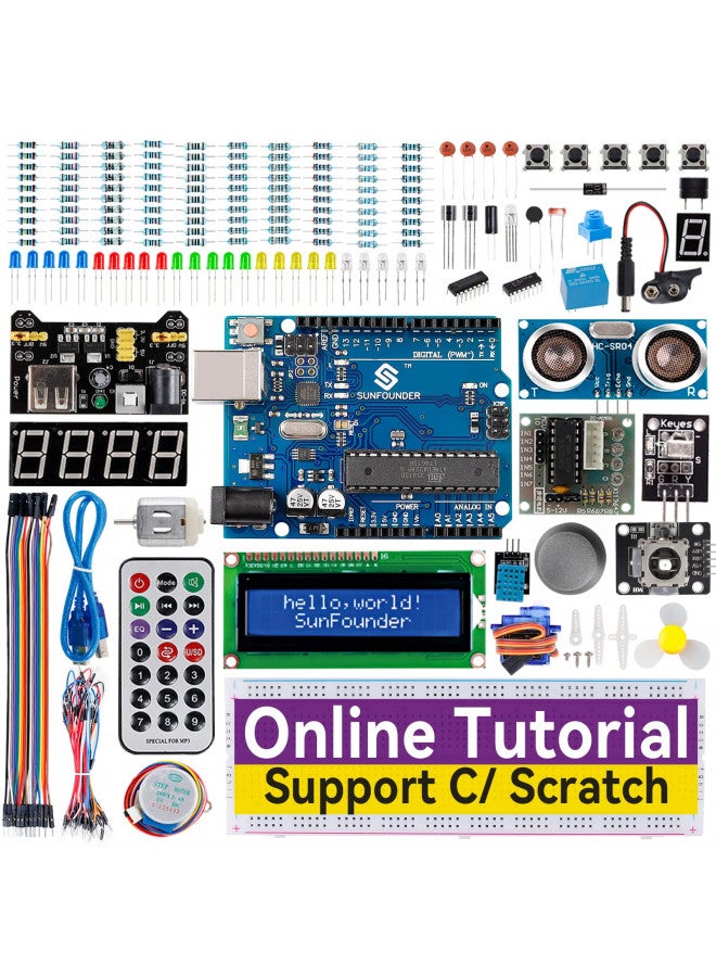 SunFounder مجموعة بدء التشغيل الكاملة من SunFounder متوافقة مع Arduino UNO R3 برمجة Arduino IDE/Scratch مع 42 درسًا تفصيليًا عبر الإنترنت - Image 1