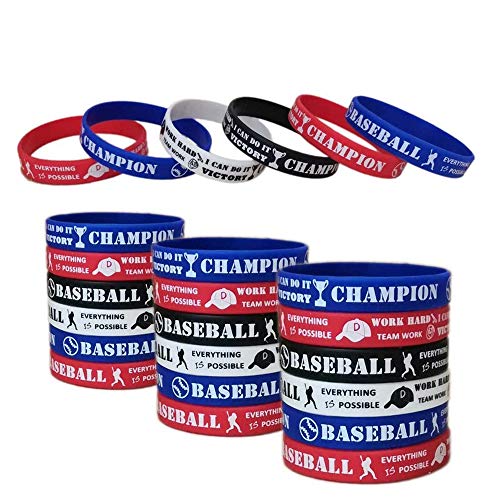 CupaPlay 24 PCS Baseball Motivational Silicone Wristband Personalized Silicone RubberSports Prizes Party Favors and Supplies Birthday Party Goodie Bag Stuffers CarnivalEvents - Image 1