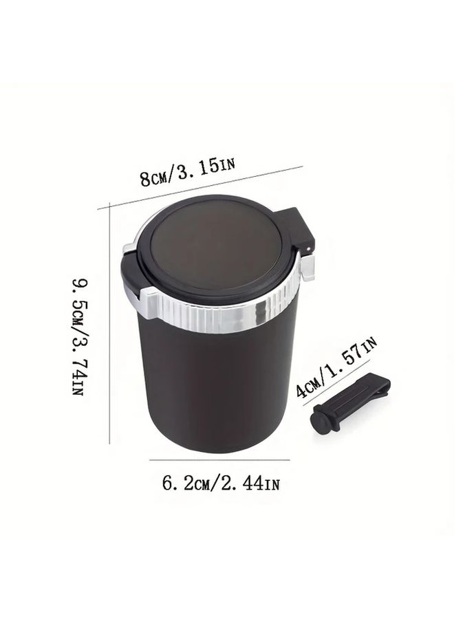 1 Car Ashtray Black With Metal Lid ABS Material Dual Use Ashtray And Cigarette Holder Fit For Most Vehicles Durable Stylish Interior Accessory Vehicle Ergonomic Design Sleek Metallic Finish High Quality Construction - Image 2