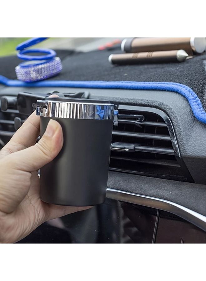 1 Car Ashtray Black With Metal Lid ABS Material Dual Use Ashtray And Cigarette Holder Fit For Most Vehicles Durable Stylish Interior Accessory Vehicle Ergonomic Design Sleek Metallic Finish High Quality Construction - Image 3