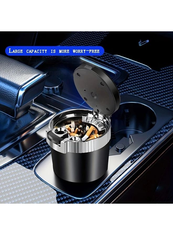 1 Car Ashtray Black With Metal Lid ABS Material Dual Use Ashtray And Cigarette Holder Fit For Most Vehicles Durable Stylish Interior Accessory Vehicle Ergonomic Design Sleek Metallic Finish High Quality Construction - Image 4