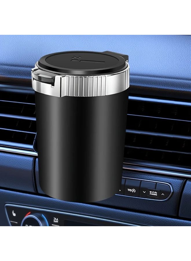 1 Car Ashtray Black With Metal Lid ABS Material Dual Use Ashtray And Cigarette Holder Fit For Most Vehicles Durable Stylish Interior Accessory Vehicle Ergonomic Design Sleek Metallic Finish High Quality Construction - Image 5