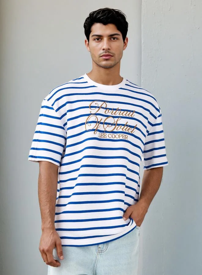 Lee Cooper Striped T-shirt with Chest Embroidery