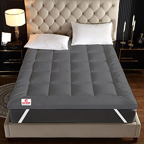 ACHIR 500 GSM Super Soft Microfiber Mattress Topper/Padding for Soft and Comfortable Sleep - Grey, (Single Size, 36"x75"inch, 3ft x 6.25ft) - Image 1