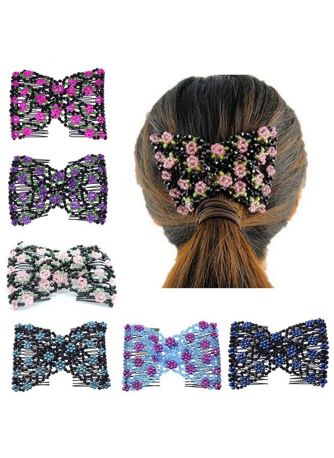 Ruihfas - Magic Hair Side Combs Stretch Double Clips Hair Combs Bun Maker Hair Accessories For Women Girls Thick And Thin Hair, Pack Of 6 - Image 1