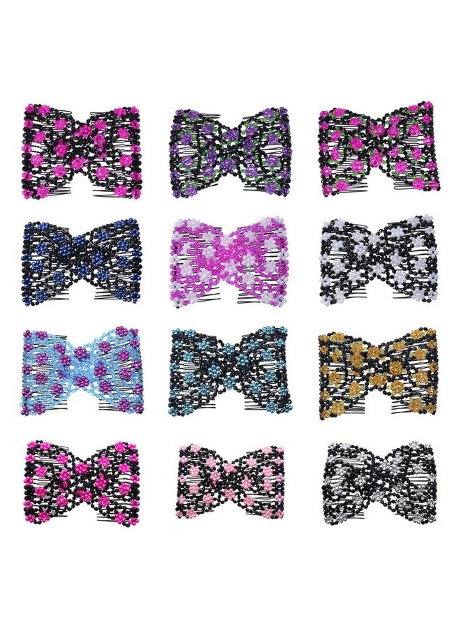 Ruihfas - Magic Hair Side Combs Stretch Double Clips Hair Combs Bun Maker Hair Accessories For Women Girls Thick And Thin Hair, Pack Of 6 - Image 1