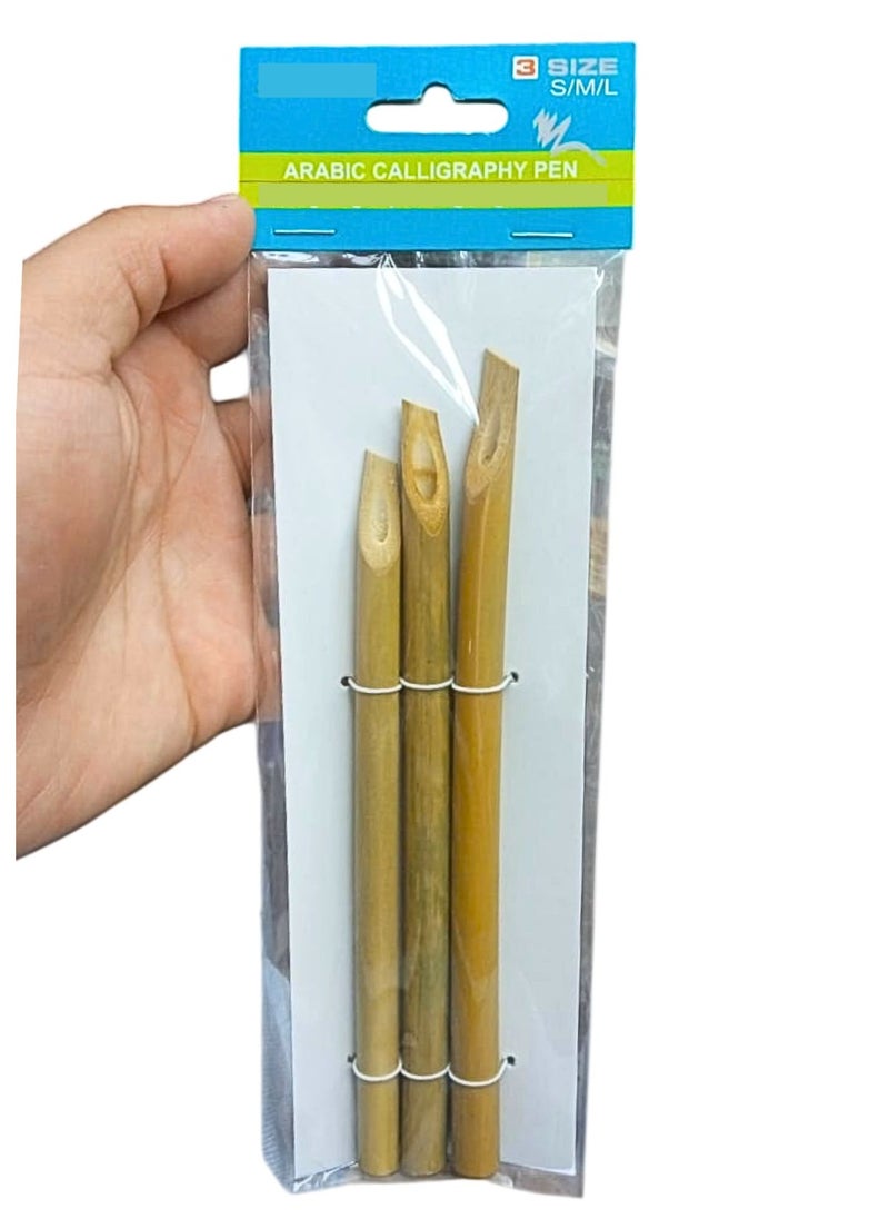Terabyte Bamboo Reed Pens, Calligraphy Pens, 3-Piece Calligraphy Pens, Handcrafted Vintage Manga Calligraphy Pens for Writing, Drawing, Painting (Natural Bamboo Tip Set)  - Image 1