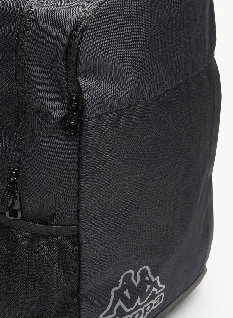 Kappa Logo Print Backpack with Adjustable Handles and Zip Closure