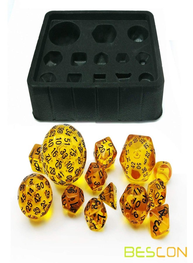 BESCON DICE Amber Complete Polyhedral RPG Dice Set 13pcs D3-D100 - Image 3