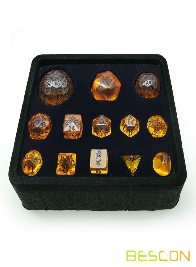 BESCON DICE Amber Complete Polyhedral RPG Dice Set 13pcs D3-D100 - Image 4