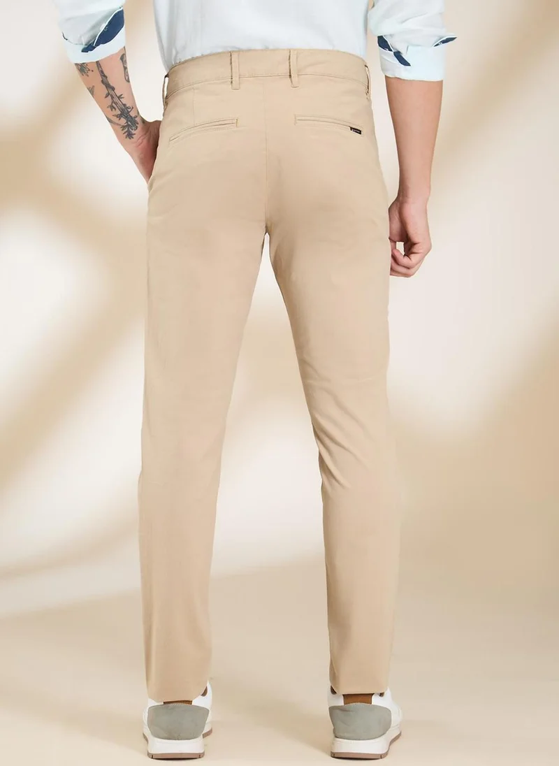 Being Human KHAKI Men Slim Fit Mid-Rise Regular Trouser for Men | Best Price UAE