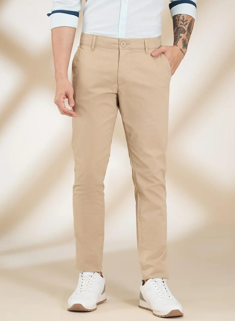 Being Human KHAKI Men Slim Fit Mid-Rise Regular Trouser for Men | Best Price UAE