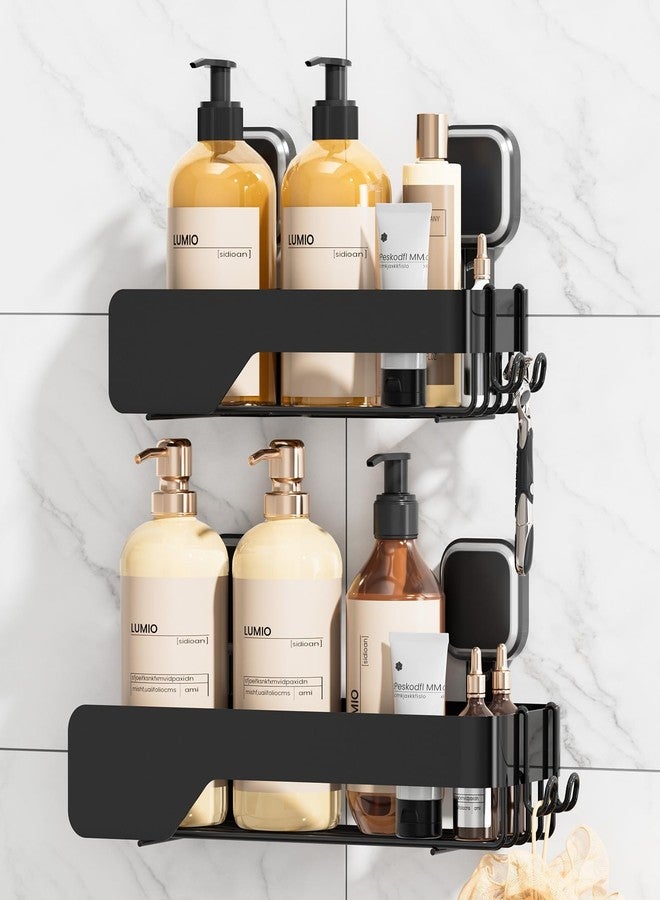 TAILI Shower Caddy Suction Cup 2 Pack,Stainless Steel Rustproof Shower Shelves,No Drilling Wall Mounted Basket,Large Capacity,Removable Suction Cup Bathroom Organizers & Home Decor,Black - Image 1