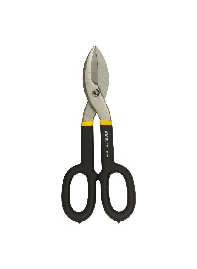 Stanley Non-Slip Grip Straight Bi-Material Tin Snips Black and Silver 250 mm 2-14-556 - Image 1