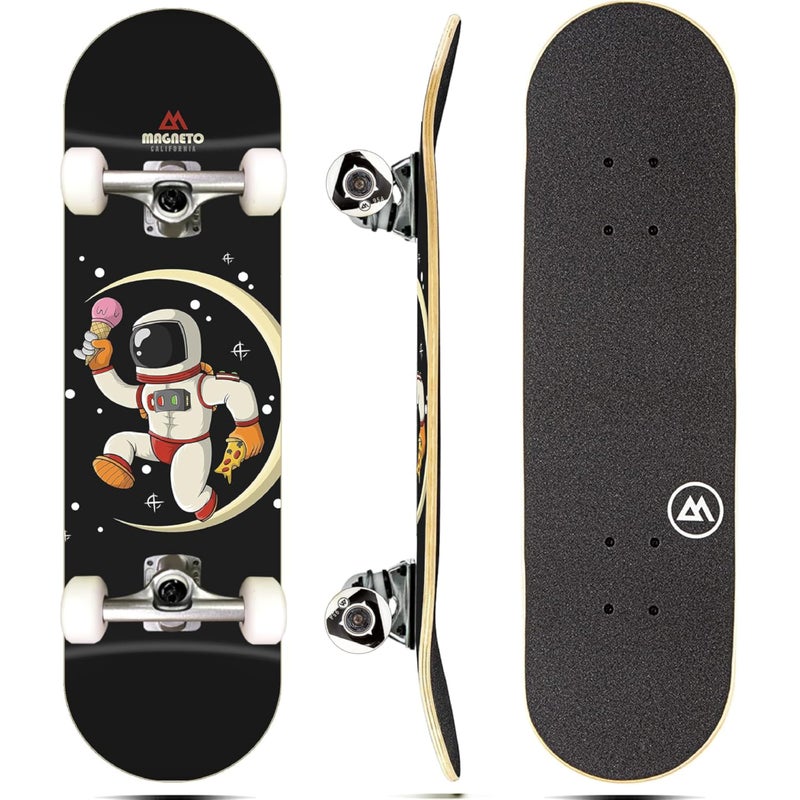 Magneto Beginner Skateboard - Smooth Ride with 51mm 95A Wheels & ABEC-5 Bearings for Cruiser Board - Double-Kick 9-Ply Maple Concave Deck for Kid Skateboard - 27.5" x 7.75" - Image 1