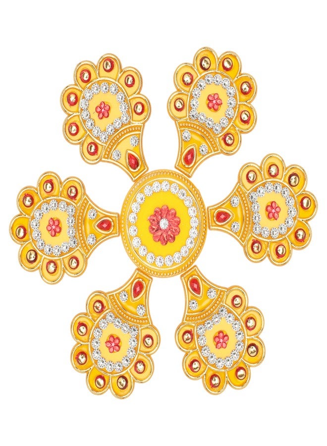 أديتري_كرييشن رانجولي أرضية مزخرفة، تصميم قابل لإعادة الاستخدام، رانجولي صغير من الأكريليك، رانجولي هندي تقليدي، زينة مهرجان لاكشمي بوجان ديوالي، ديكور منزلي للأرضيات الداخلية والهدايا (الحجم: 7 بوصات) (أصفر) - Image 2