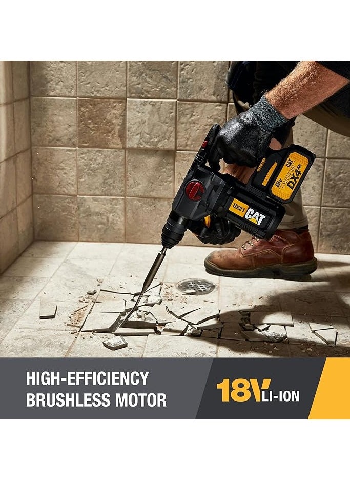 CATERPILLAR - Cat Dx21 4-In-1 Brushless Hammer Drill 22J Sds Plus Removable Chuck 0-1210Min Idle Speed And 0-5400Min Impact Rate 2 X 18V 40Ah Battery And Charger In Case - Image 1