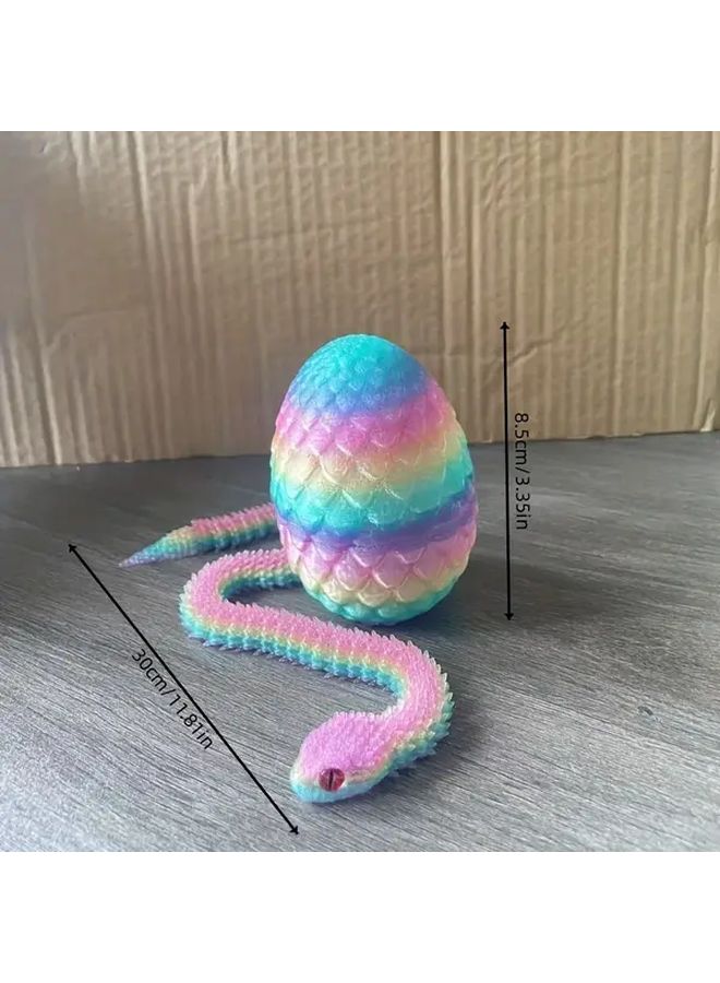 2Pcs Articulated 3D Printed Egg Snake Figurines Candy Color Festive Desk Decor - Image 4