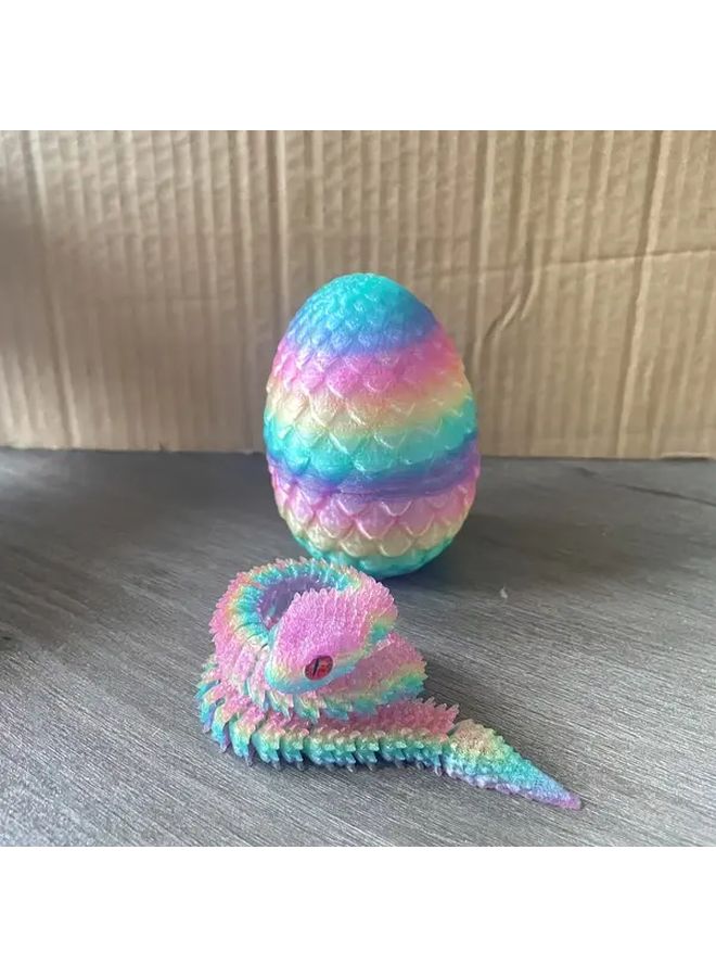 2Pcs Articulated 3D Printed Egg Snake Figurines Candy Color Festive Desk Decor - Image 1