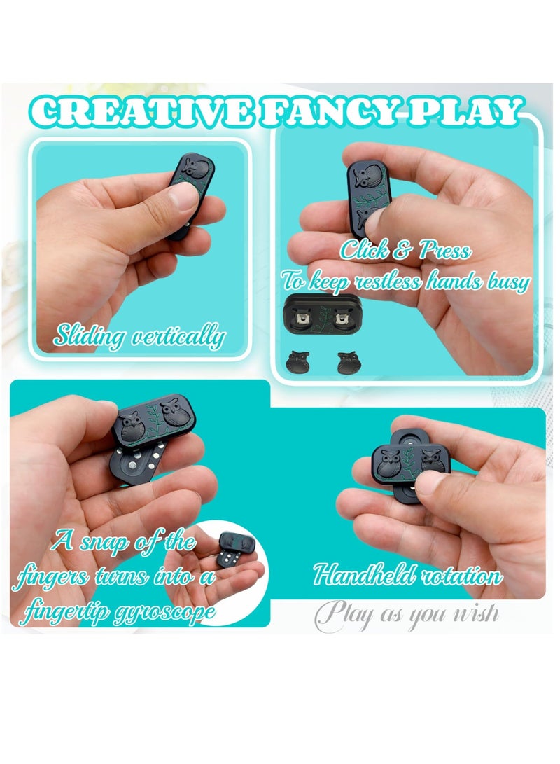 Y&D Decompression Metal Fidget Slider, New Men's EDC Hand Push Card Stress Relief Toys,Twig Sitting Owl Shape Design Toys,Office Desk Toys Gifts for Boyfriend and Father, Black - Image 2