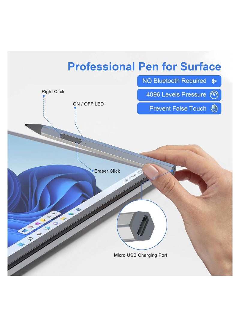 Stylus Pen, Fit for Microsoft Surface Pro 9/8/X/7/6/5/4, Surface Go, Surface Book, Surface Laptop, Surface Studio, Magnetic Adsorption, Palm Rejection, 4096 Pressure Pencil for HP, ASUS(with 2 Nibs) - Image 4