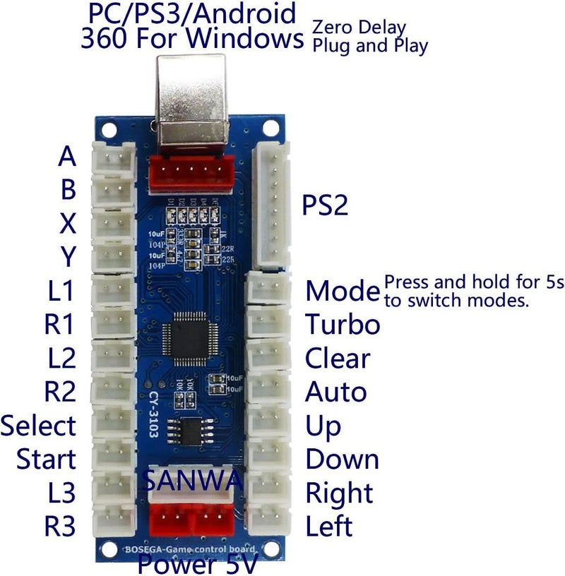 طقم DIY لأركيد ، وحدة تحكم PS3، أزرار أركيد على طراز Xbox One، مشفر USB لأجهزة الكمبيوتر وPS3 وXbox، مفتاح ميكانيكي للوحة المفاتيح، مفتاح دقيق، عصا أركيد. - Image 4