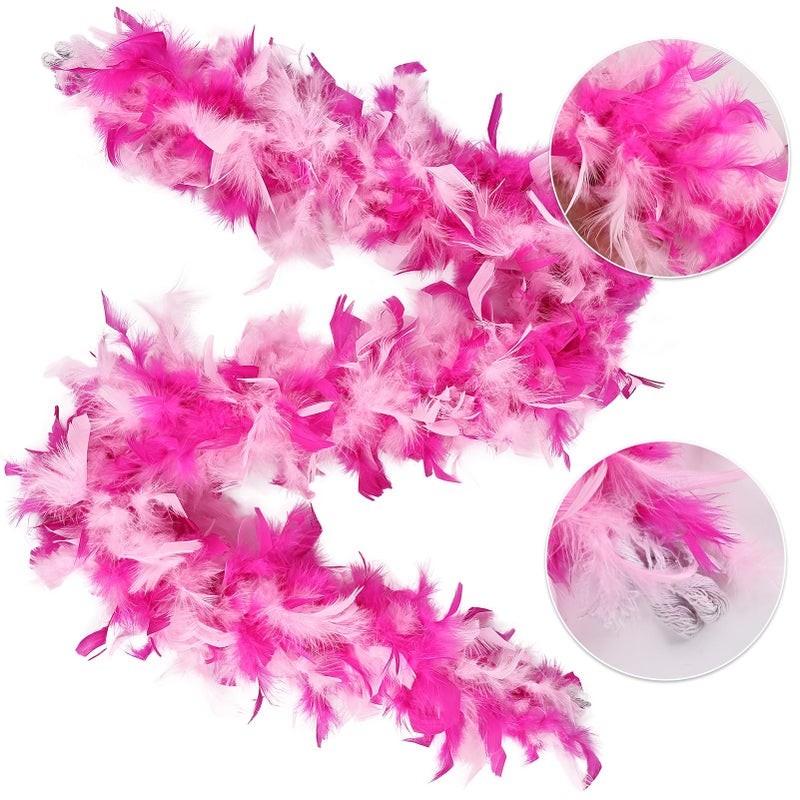 MAOFENG Chandelle Turkey Feather Boa 1.64 Yards 30g for Halloween Dancing Wedding Party DIY Craft Costume Decoration Feather Boa,Fuchsia Pink - Image 2