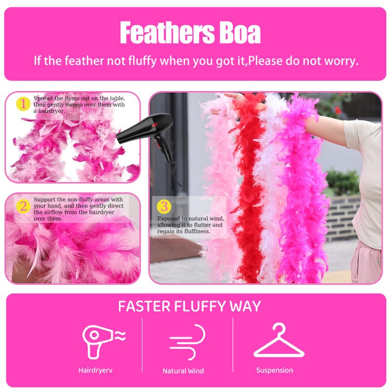 MAOFENG Chandelle Turkey Feather Boa 1.64 Yards 30g for Halloween Dancing Wedding Party DIY Craft Costume Decoration Feather Boa,Fuchsia Pink - Image 4