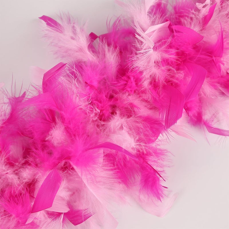MAOFENG Chandelle Turkey Feather Boa 1.64 Yards 30g for Halloween Dancing Wedding Party DIY Craft Costume Decoration Feather Boa,Fuchsia Pink - Image 3