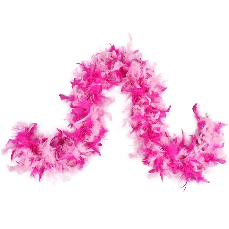 MAOFENG Chandelle Turkey Feather Boa 1.64 Yards 30g for Halloween Dancing Wedding Party DIY Craft Costume Decoration Feather Boa,Fuchsia Pink - Image 1