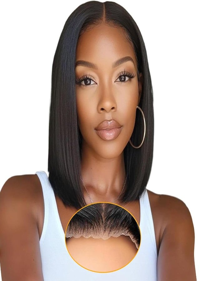 QTHAIR 18A Wear and Go Glueless Bob Wig Human Hair Pre Plucked Pre Cut 180% Density 5x5 HD Lace Front Wigs Human Hair for Black Women Short Straight Bob Wigs No Glue Lace Closure Wig 10 Inch - Image 1