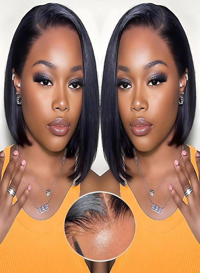 QTHAIR 18A Wear and Go Glueless Bob Wig Human Hair Pre Plucked Pre Cut 180% Density 5x5 HD Lace Front Wigs Human Hair for Black Women Short Straight Bob Wigs No Glue Lace Closure Wig 10 Inch - Image 2
