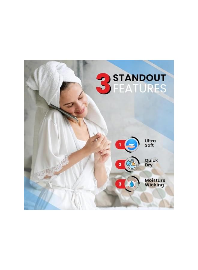 The Bros Bath towel | LUXURY PACK of 2 Perfect Towels for Bathroom, Gym, Spa & Hotel - 100% Cotton| Soft, Highly Absorbent | (70 x 140 cm) | Quick Dry Towels (white) - Image 2