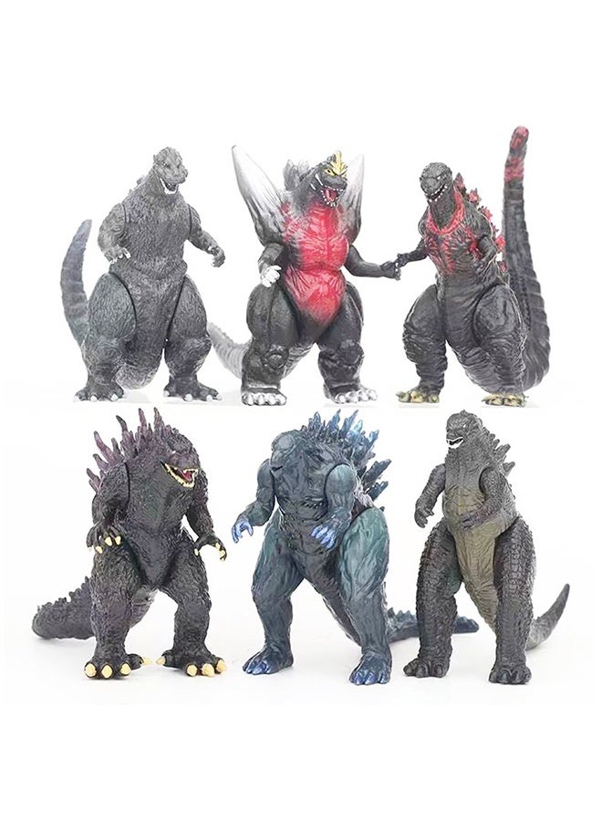 6-Piece Mini Godzilla Action Figure Set - 3-6 Inch Realistic Dinosaurs Durable PVC - for Kids Ages 3+, Godzilla Lovers, Birthday Gifts & Educational Play -  for Cake Toppers, Safari Party Favors & Dinosaur Collections - Image 1
