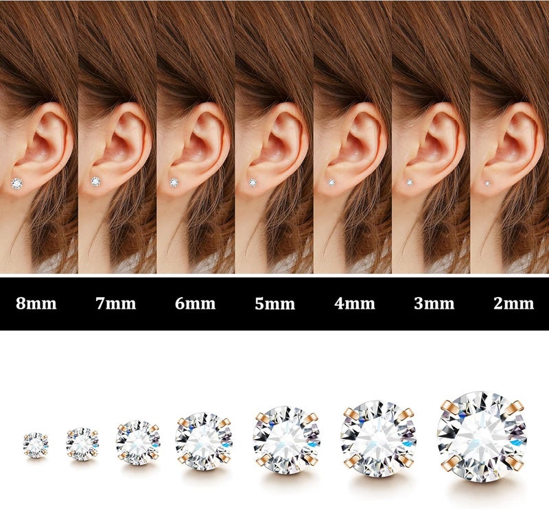 Fansilver 20G Hypoallergenic Flat Back Earrings for Women Men Silver 14K Gold Stainless Steel Stud Earrings Brithstone Cubic Zirconia Studs Surgical Steel Cartilage Earrings for Sensitive Ears - Image 2