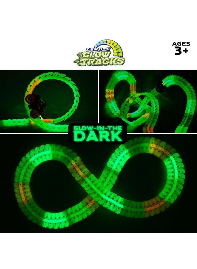 USA Toyz - Zero G Glow Race Track For Kids 105Pcs Glow In The Dark Flexible Race Car Track Set With Suction Cups, Slot Car, 2 Graffiti Toy Cars Shells, Stem Toy Led Car Tracks For Boys And Girls Age 3+ - Image 1