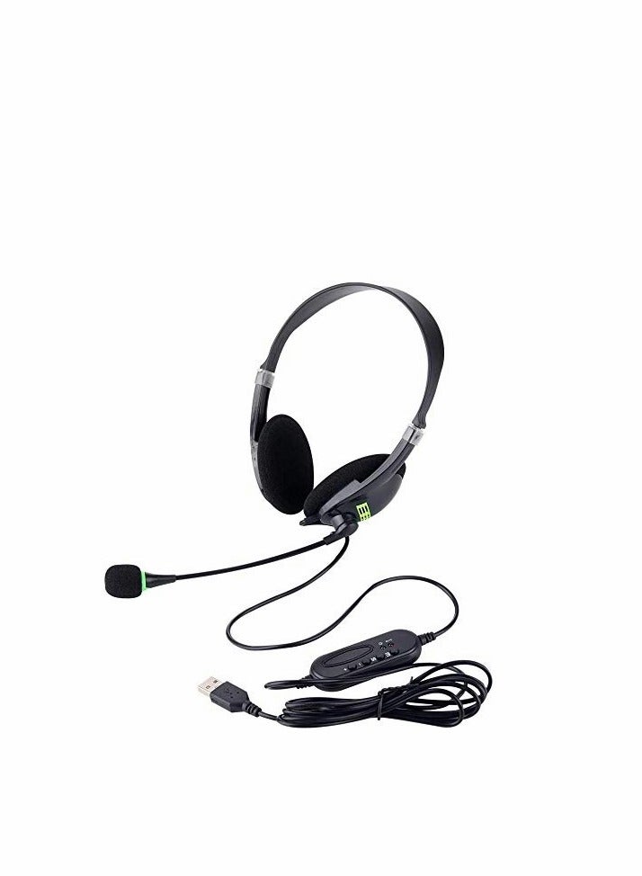 Excefore USB Headset with Microphone,Noise Cancelling & Audio Controls, Stereo PC Headphone for Business Skype Call Center Office Computer, Clearer Voice, Super Light, Ultra Comfort - Image 1