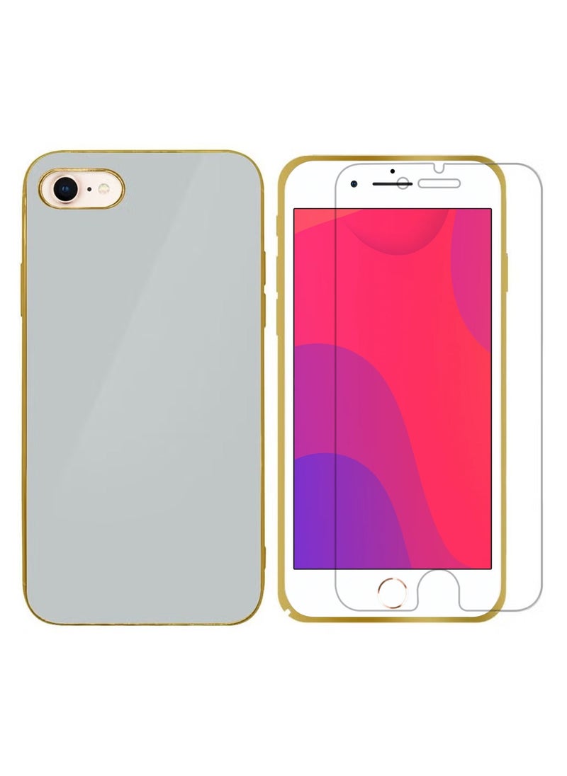 HICOOL for iPhone 8/7/SE 2022/SE 2020 Case Shockproof Hard PC Electroplated Ultra Thin Back Cover with Screen Protector Tempered Glass 4.7 inch  - Image 1