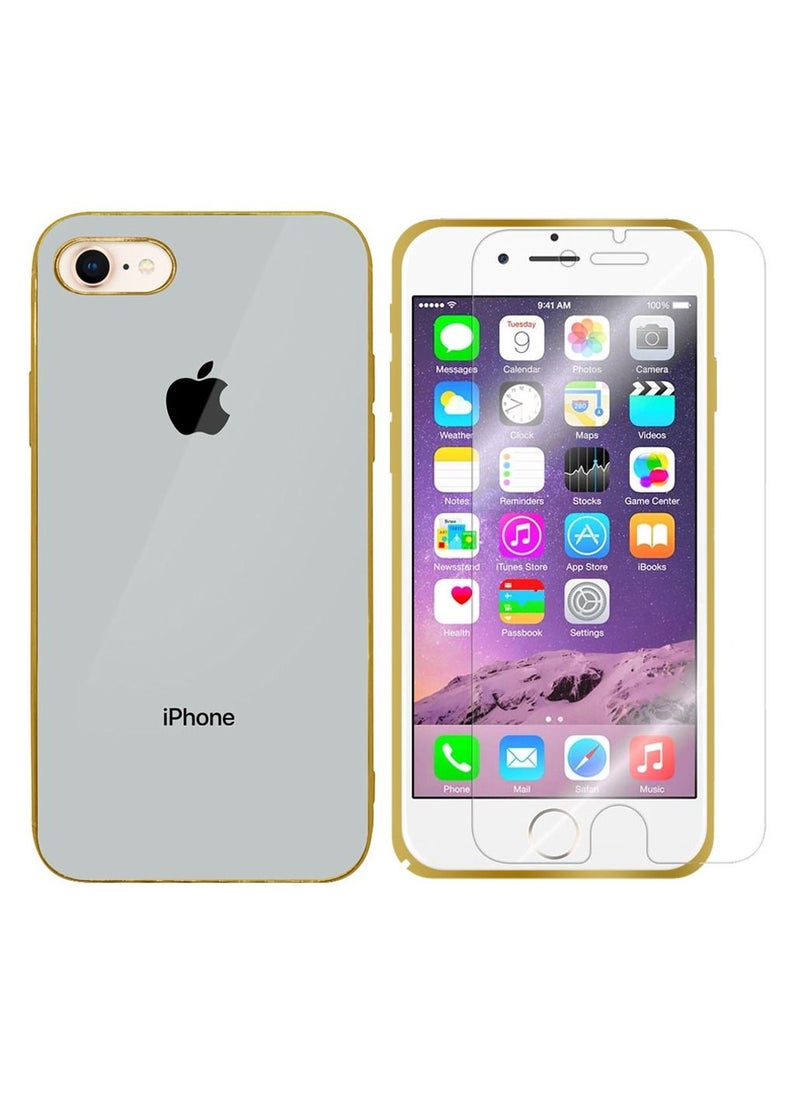 HICOOL - جراب لهاتف iPhone 8/7/SE 2022/SE 2020، جراب خلفي مقاوم للصدمات من مادة البولي كربونات الصلبة المطلية بالكهرباء، رفيع للغاية مع واقي شاشة من الزجاج المقوى مقاس 4.7 بوصة - Image 1