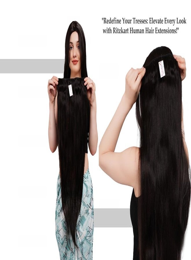 ريتزكارت وصلات شعر ريمي بشري - وصلات شعر حقيقية بمشابك للنساء، طويلة، مستقيمة، لون أسود طبيعي مع مزيج من البني، لإضفاء كثافة وطول فوريين، من ماركة ريتزكارت (B0BRQJ1N65whe) - Image 3