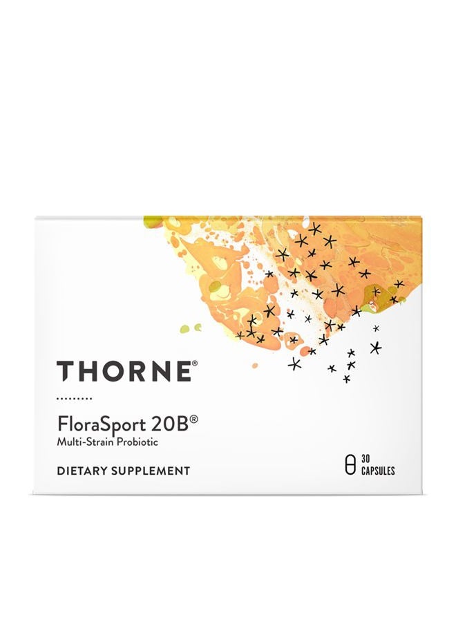 Thorne Research فلورا سبورت 20B - مكمل بروبيوتيك - يعزز دعم الهضم، صحة الأمعاء، وظيفة المناعة والإسهال أو الإمساك العرضي* - معتمد من NSF للرياضة - 30 كبسولة - 30 حصة - Image 1