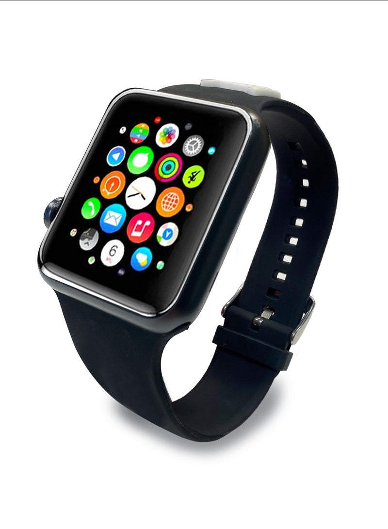 كارل لاغرفيلد حزام سيليكون بشعار رأس تشوبيت لساعة أبل 42/44 ملم - أسود - Image 3