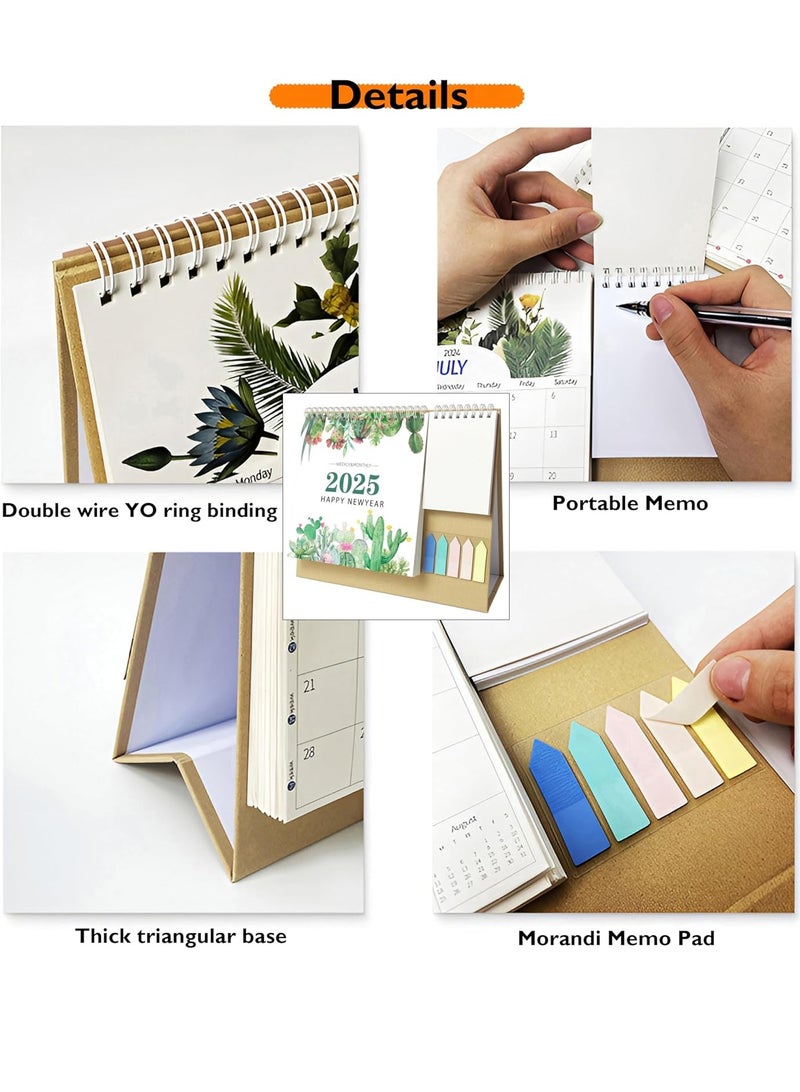 تقويم 2025، تقويم مكتبي واقف ذو قلابات، مخطط يومي أسبوعي شهري، جدول مكاتب، لوازم مكتبية ومدرسية، تقويم حلزوني (ألوان مائية) - Image 5